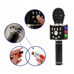 Karaoke bluetooth mikrofonas LED apšvietimas