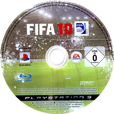 PS3 FIFA 10 žaidimo diskas